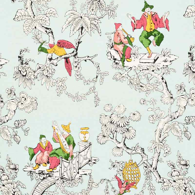 Schumacher Chinoiserie Moderne Aqua 177420 Schumacher Classics Collection Indoor Upholstery Fabric