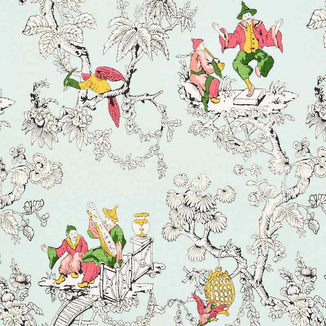 Schumacher Chinoiserie Moderne Aqua 177420 Schumacher Classics Collection Indoor Upholstery Fabric