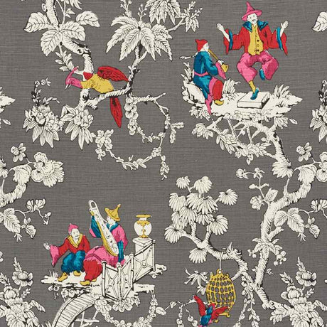 Schumacher Chinoiserie Moderne Graphite 177422 Schumacher Classics Collection Indoor Upholstery Fabric