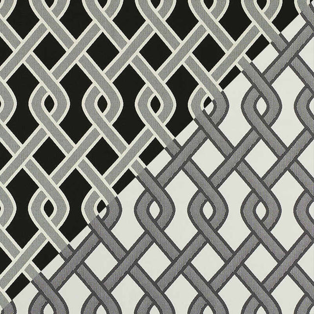 Schumacher Cleo Trellis Black 79571 Indoor / Outdoor Prints and Wovens Collection Upholstery Fabric