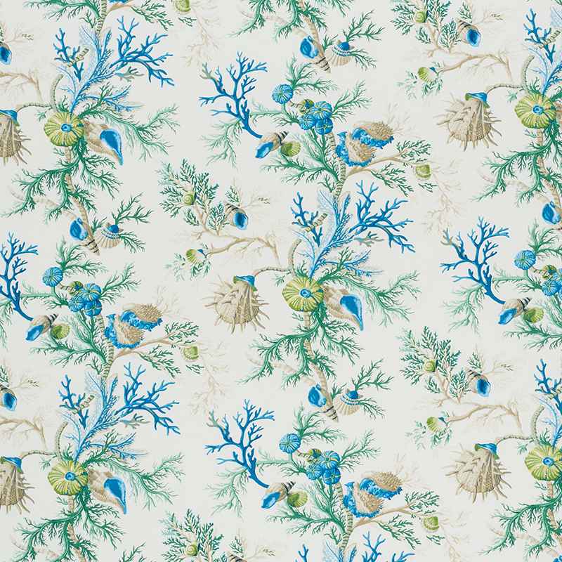 Schumacher Del Tesoro Blue and Green 178760 Schumacher Classics Collection Indoor Upholstery Fabric