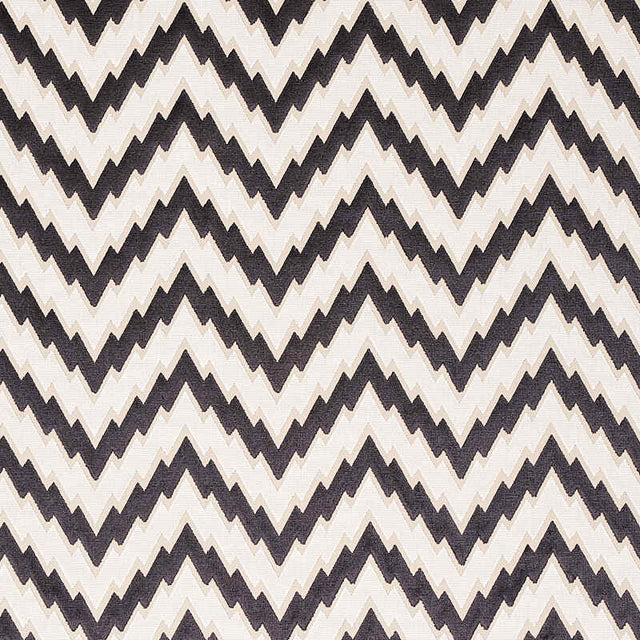 Schumacher Florentine Chevron Velvet Black 80220 Cut and Patterned Velvets Collection Indoor Upholstery Fabric
