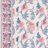 Schumacher Indali Bordered Linen Rose And Indigo 180112 Schumacher Classics Collection Indoor Upholstery Fabric