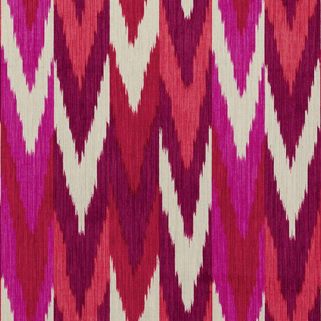 Schumacher Kashgar Ikat Ruby and Plum 176102 Ikat Collection Indoor Upholstery Fabric