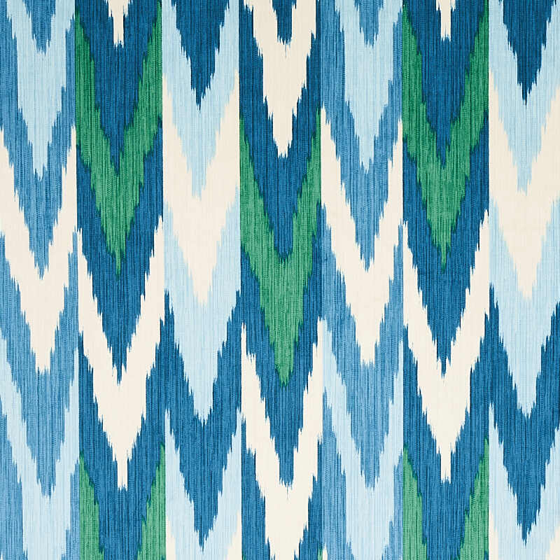 Schumacher Kashgar Velvet Ikat Peacock and Emerald 176104 Cut and Patterned Velvets Collection Indoor Upholstery Fabric