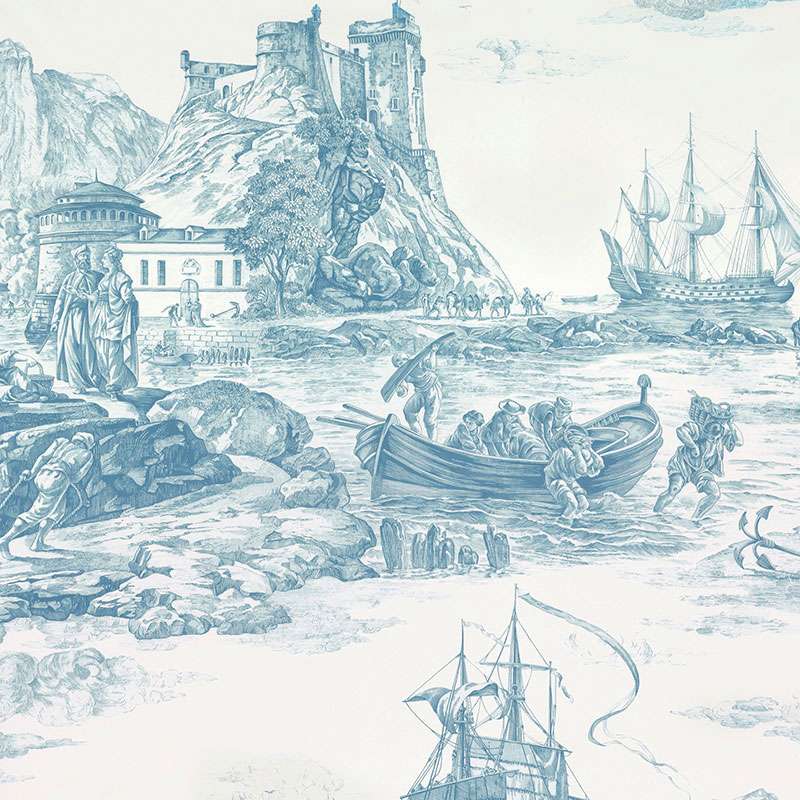Schumacher Marine Toile Delft 176160 Schumacher Classics Collection Indoor Upholstery Fabric