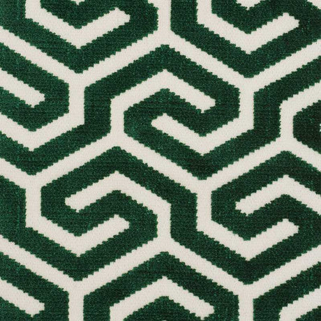 Schumacher Ming Fret Velvet Emerald 73103 Cut and Patterned Velvets Collection Indoor Upholstery Fabric