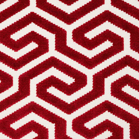 Schumacher Ming Fret Velvet Red 73105 Cut and Patterned Velvets Collection Indoor Upholstery Fabric