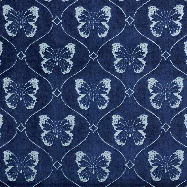 Schumacher Papillon Velvet Sapphire 72962 Cut and Patterned Velvets Collection Indoor Upholstery Fabric