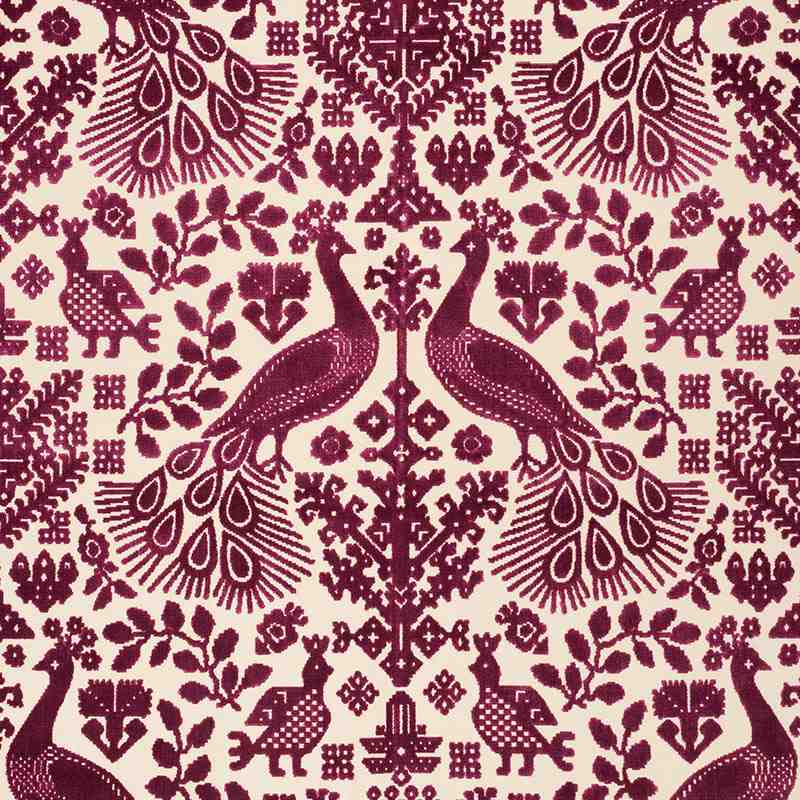 Schumacher Pavone Velvet Garnet 72972 Cut and Patterned Velvets Collection Indoor Upholstery Fabric