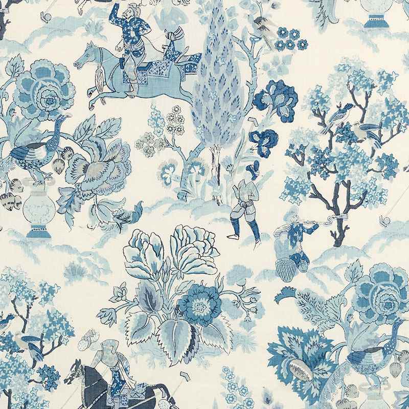 Schumacher Persian Lancers Porcelain 173014 Schumacher Classics Collection Indoor Upholstery Fabric