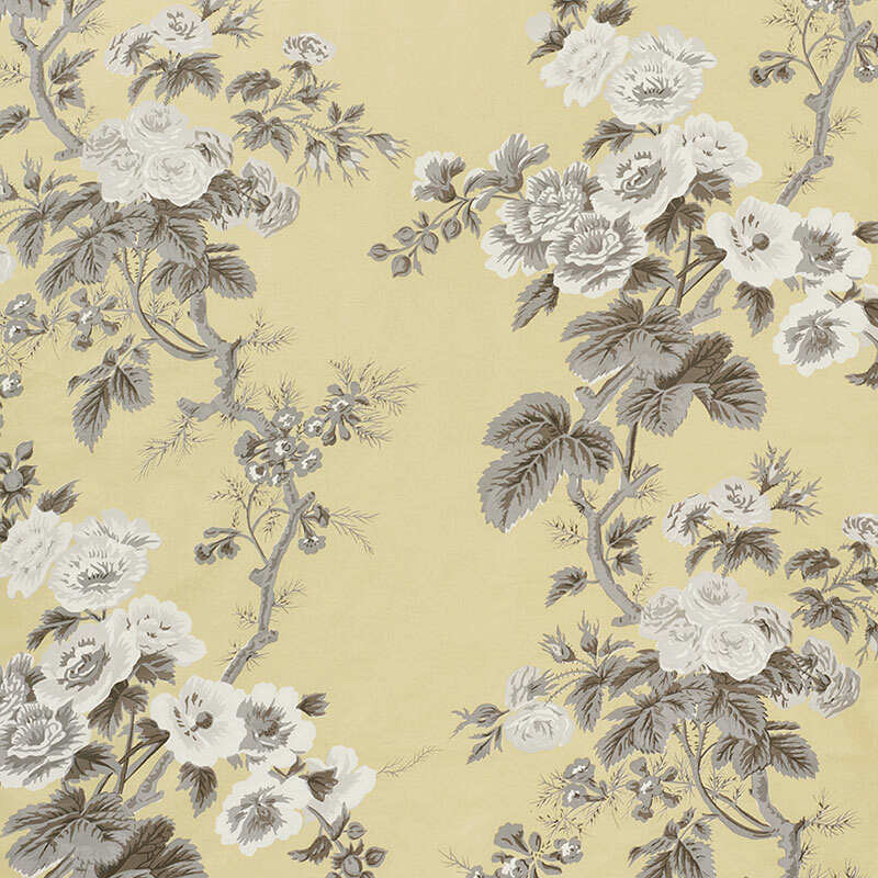 Schumacher Pyne Hollyhock Buttercup 174456 Schumacher Classics Collection Indoor Upholstery Fabric