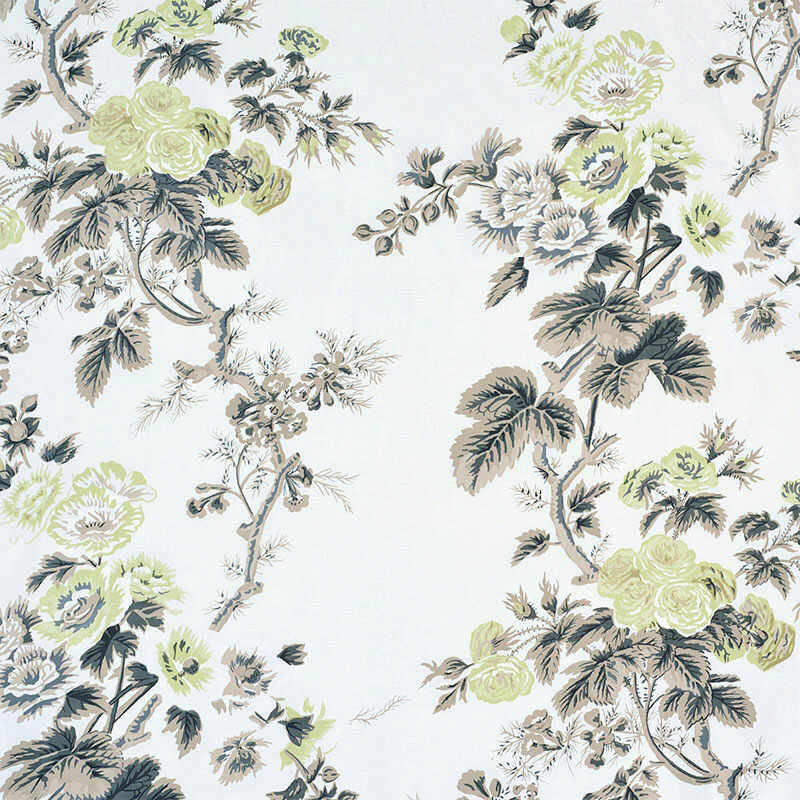 Schumacher Pyne Hollyhock Green Tea 174455 Schumacher Classics Collection Indoor Upholstery Fabric