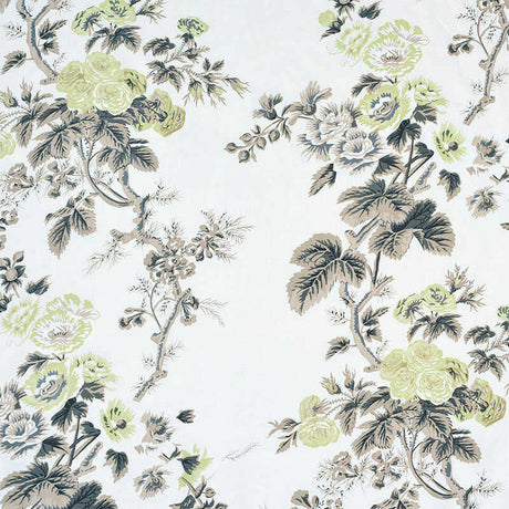 Schumacher Pyne Hollyhock Green Tea 174455 Schumacher Classics Collection Indoor Upholstery Fabric