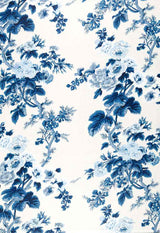 Schumacher Pyne Hollyhock Print Indigo 174452 Schumacher Classics Collection Upholstery Fabric