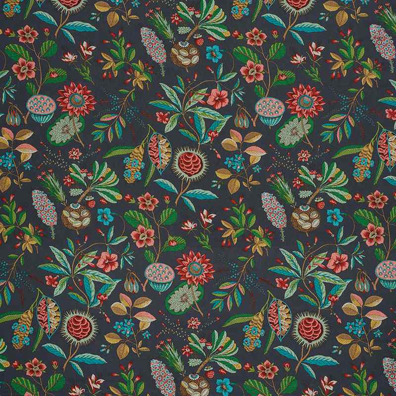 Schumacher Roca Redonda Carbon and Multi 178772 Schumacher Classics Collection Indoor Upholstery Fabric