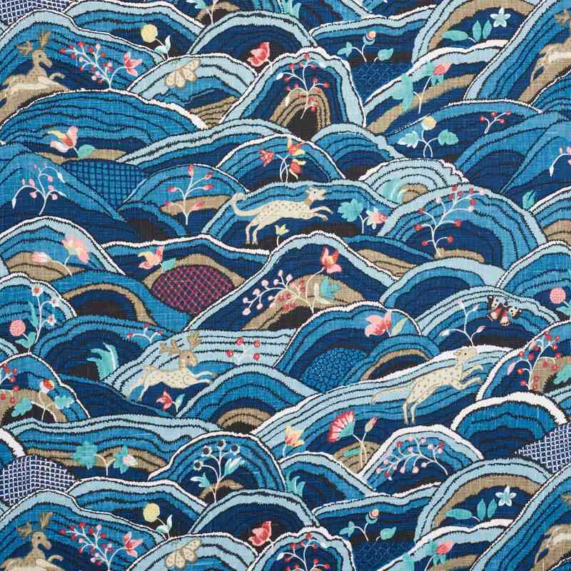 Schumacher Rolling Hills Blues 177380 Schumacher Classics Collection Indoor Upholstery Fabric