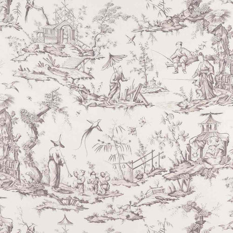 Schumacher Shengyou Toile Driftwood 175802 Schumacher Classics Collection Indoor Upholstery Fabric