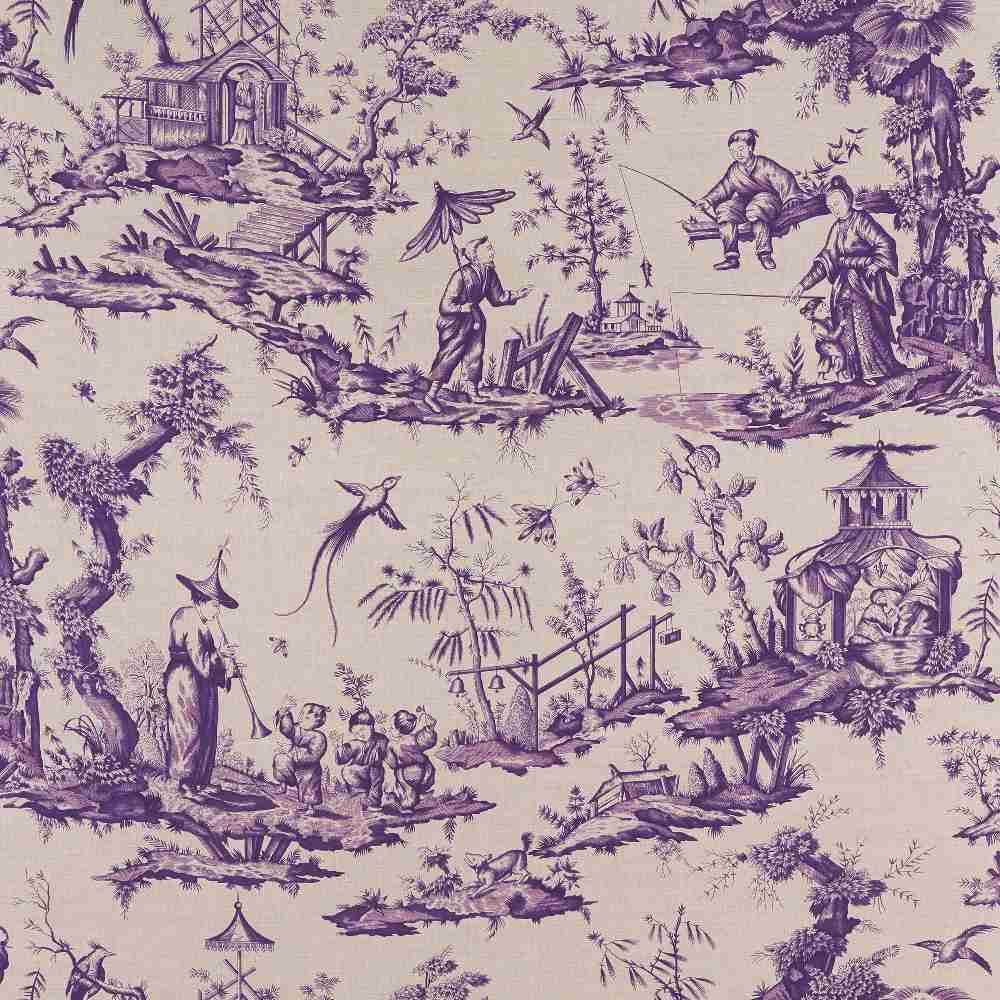 Schumacher Shengyou Toile Iris 175801 Schumacher Classics Collection Indoor Upholstery Fabric