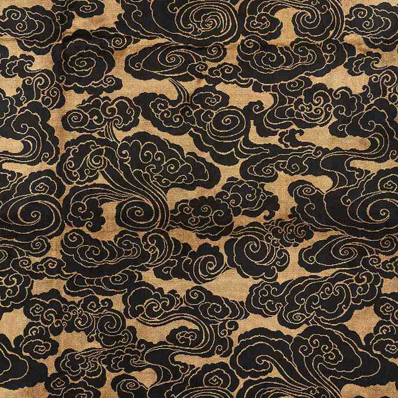 Schumacher Sozan Velvet Gold and Onyx 74060 Cut and Patterned Velvets Collection Indoor Upholstery Fabric