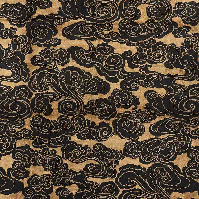Schumacher Sozan Velvet Gold and Onyx 74060 Cut and Patterned Velvets Collection Indoor Upholstery Fabric