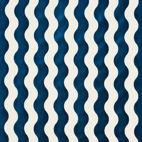 Schumacher the Wave Navy 69423 Cut and Patterned Velvets Collection Indoor Upholstery Fabric