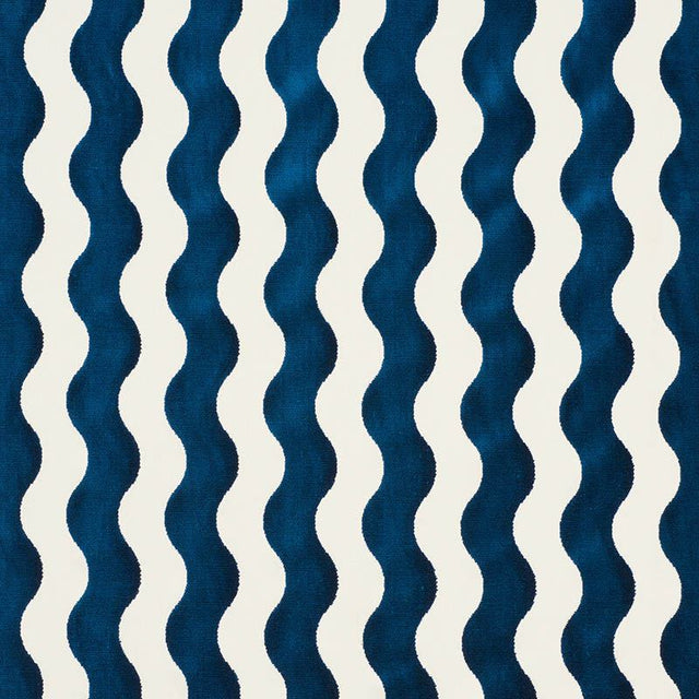 Schumacher the Wave Navy 69423 Cut and Patterned Velvets Collection Indoor Upholstery Fabric