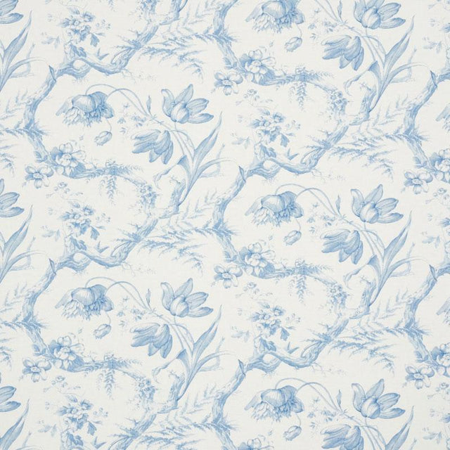 Schumacher Toile De Fleurs Delft 177400 Schumacher Classics Collection Indoor Upholstery Fabric