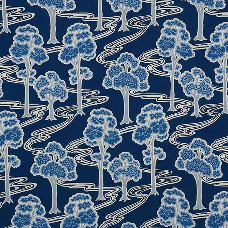 Schumacher Tree River Blue 176741 Schumacher Classics Collection Indoor Upholstery Fabric
