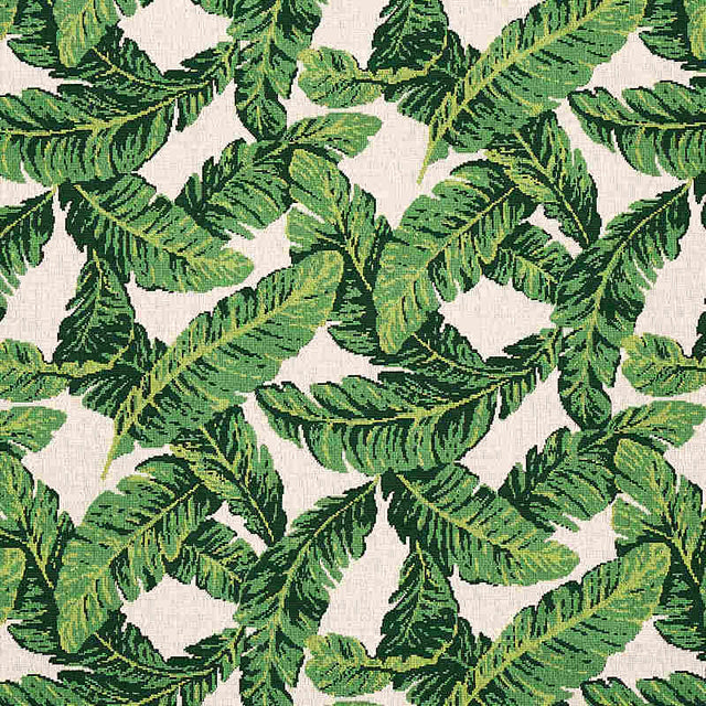 Schumacher Tropical Leaf Epingle Green and Ivory 80090 Cut and Patterned Velvets Collection Indoor Upholstery Fabric
