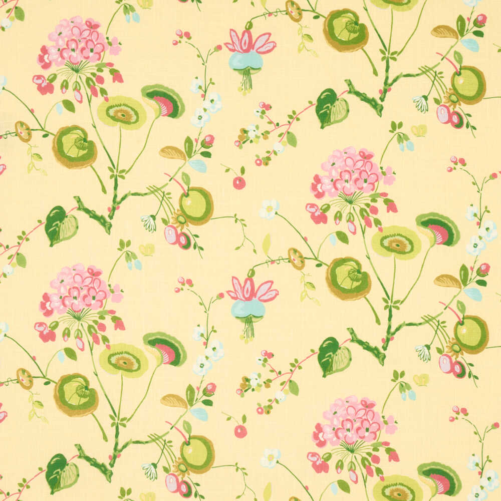 Schumacher Vasily Linen Green And Yellow 180082 Schumacher Classics Collection Indoor Upholstery Fabric