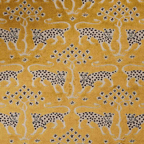 Schumacher Woodland Leopard Velvet Gold 80081 Cut and Patterned Velvets Collection Indoor Upholstery Fabric