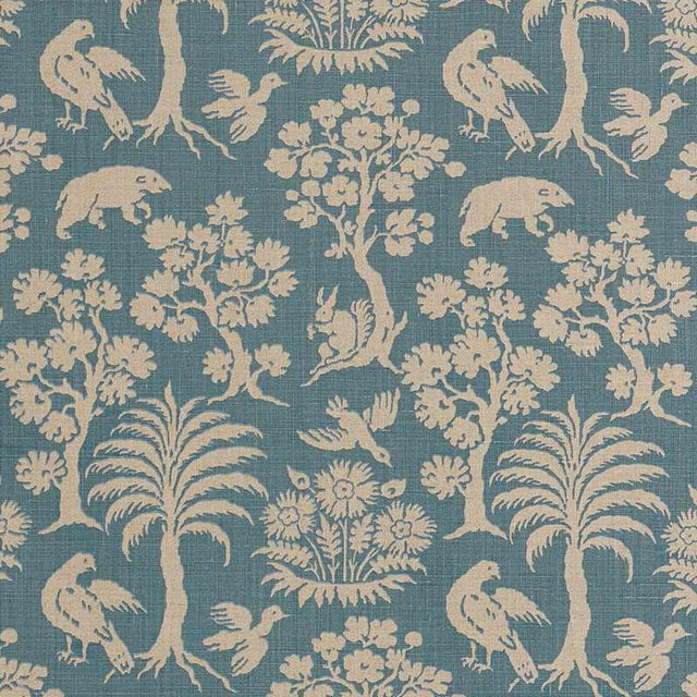 Schumacher Woodland Silhouette Cadet 176174 Schumacher Classics Collection Indoor Upholstery Fabric