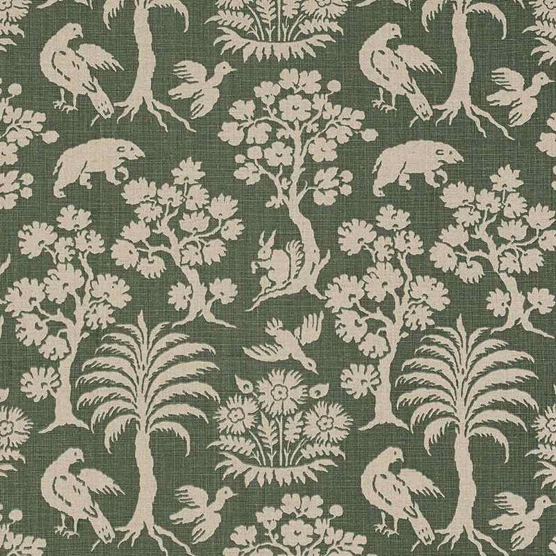 Schumacher Woodland Silhouette Moss 176173 Schumacher Classics Collection Indoor Upholstery Fabric