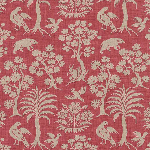 Schumacher Woodland Silhouette Rhubarb 176171 Schumacher Classics Collection Indoor Upholstery Fabric