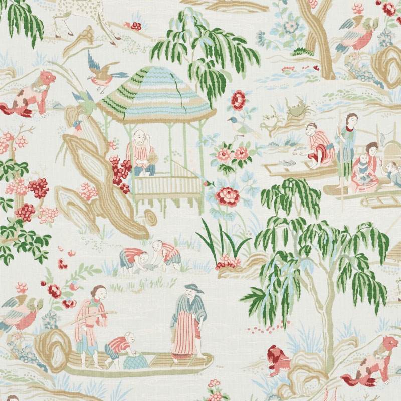 Schumacher Yangtze River Aqua 176773 Schumacher Classics Collection Indoor Upholstery Fabric