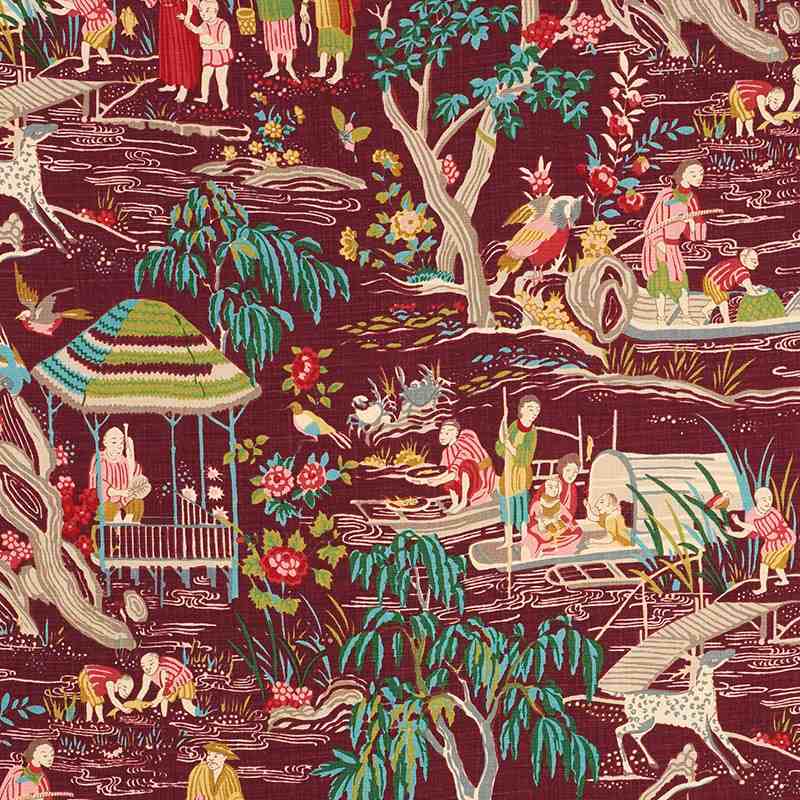 Schumacher Yangtze River Aubergine 176772 Schumacher Classics Collection Indoor Upholstery Fabric