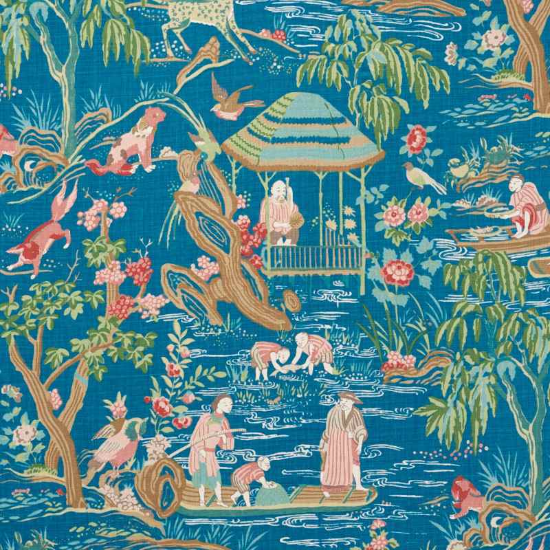 Schumacher Yangtze River Peacock 176775 Schumacher Classics Collection Indoor Upholstery Fabric