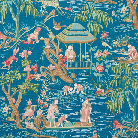 Schumacher Yangtze River Peacock 176775 Schumacher Classics Collection Indoor Upholstery Fabric