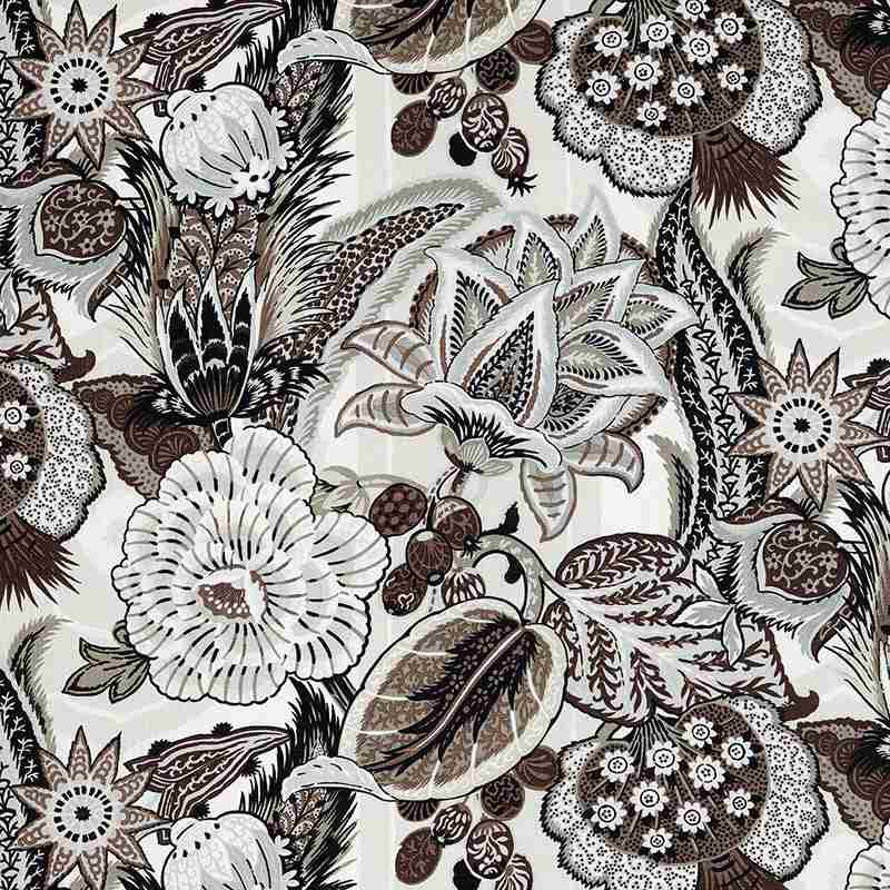 Schumacher Zanzibar Linen Print Ebony and Mocha 173524 Schumacher Classics Collection Indoor Upholstery Fabric
