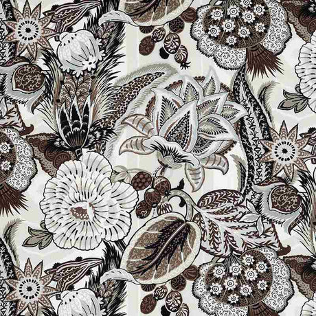 Schumacher Zanzibar Linen Print Ebony and Mocha 173524 Schumacher Classics Collection Indoor Upholstery Fabric
