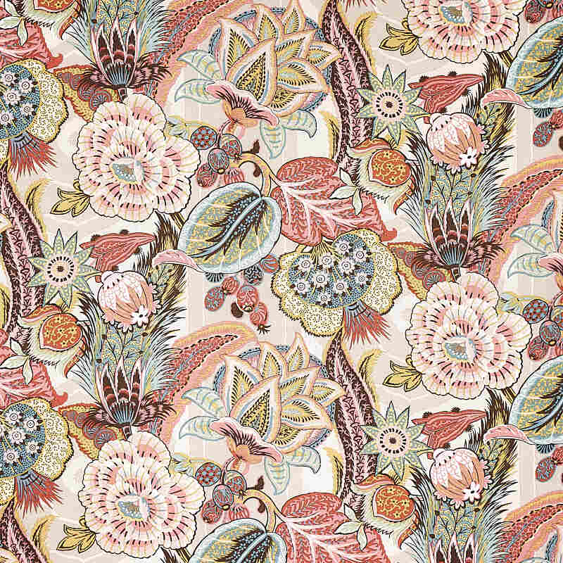 Schumacher Zanzibar Linen Print Pink 173525 Schumacher Classics Collection Indoor Upholstery Fabric