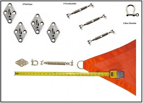Shade Sail - Stainless Steel Hardware Kit (4 corner sail - Square/Rectangle)