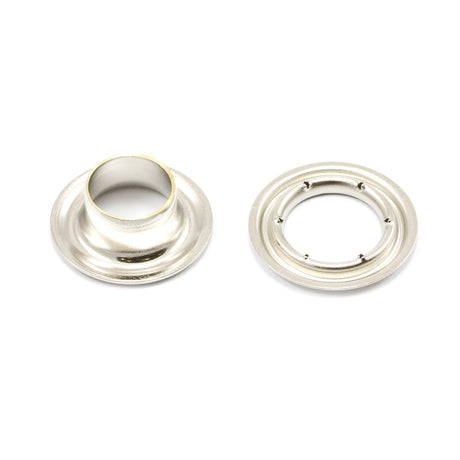 Sharpened Edge Grommet with Small Tooth Washer #1 Nickel-Plated Brass 5/16" 500 pack