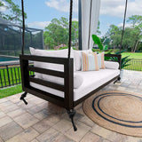 The Shirley Swing Bed - Twin Size - Textured Black Finish - Black Poly Rope