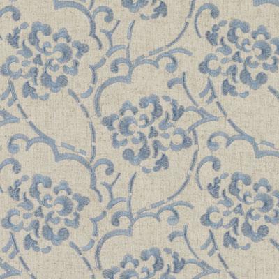 Suburban 73034-693 Natural / Aqua Barton Embroideries Collection Multipurpose Fabric