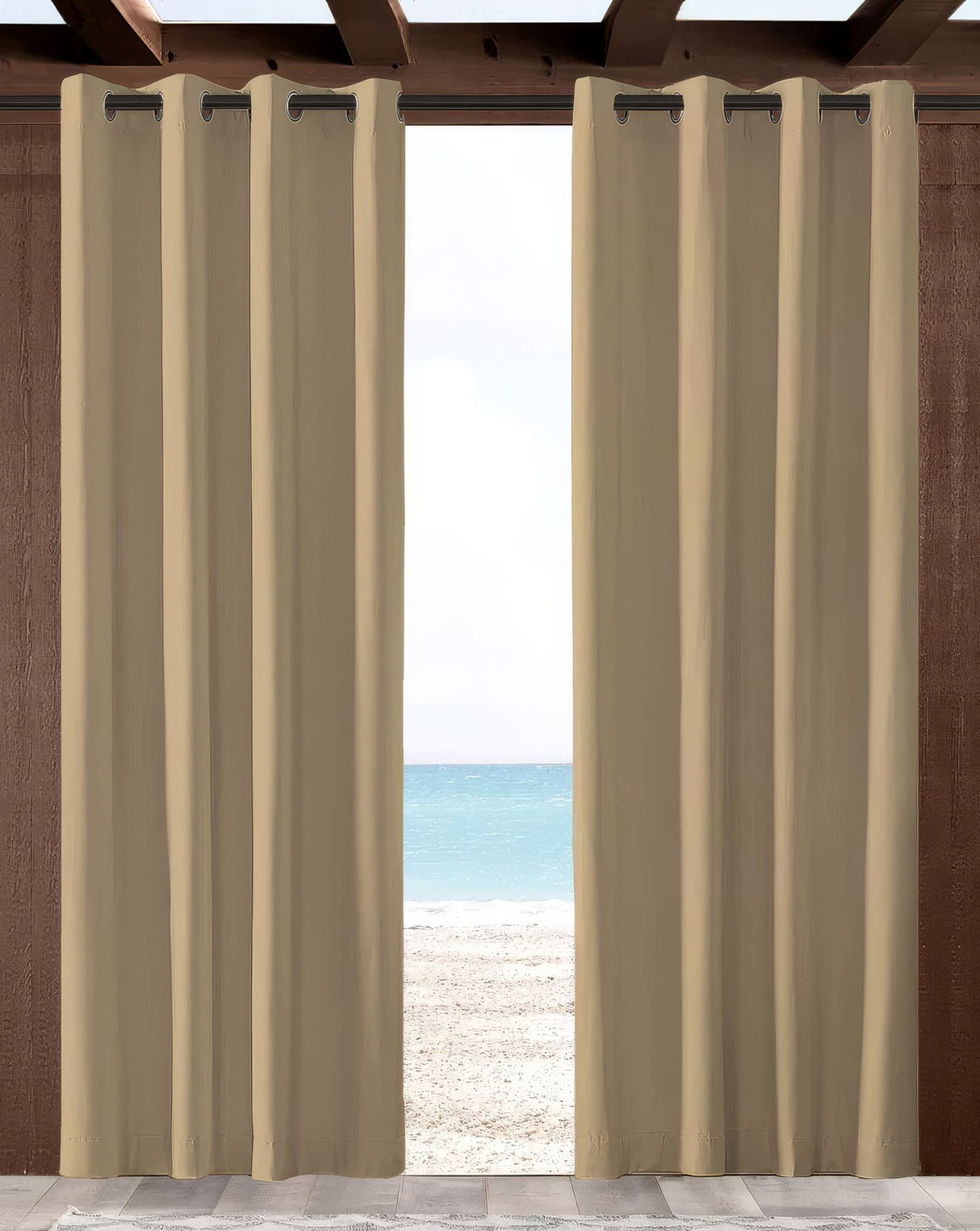 Sunbrella Canvas Heather Beige Indoor/Outdoor Curtain Panel