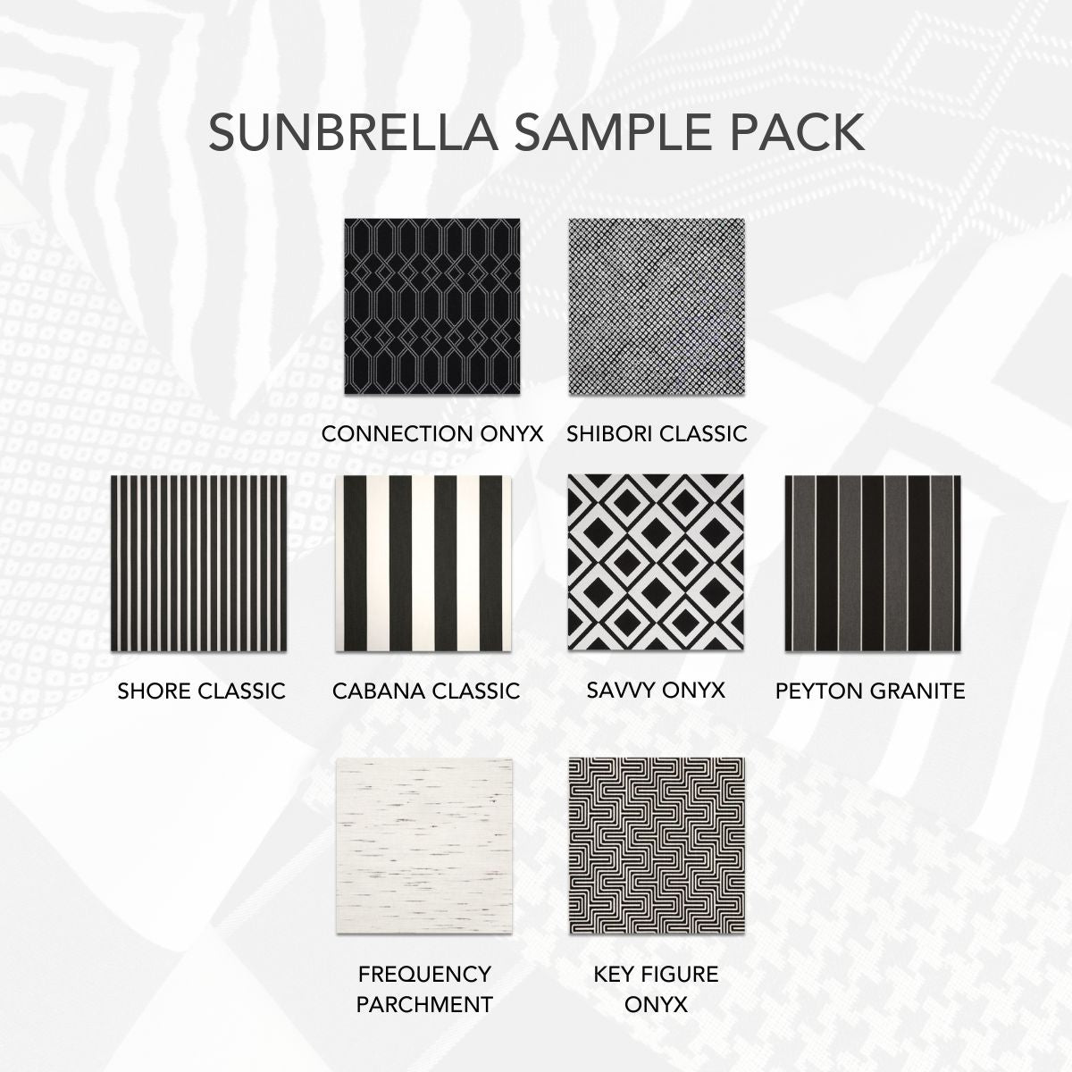 Sunbrella Sample Pack - Black / White - Patio Lane
