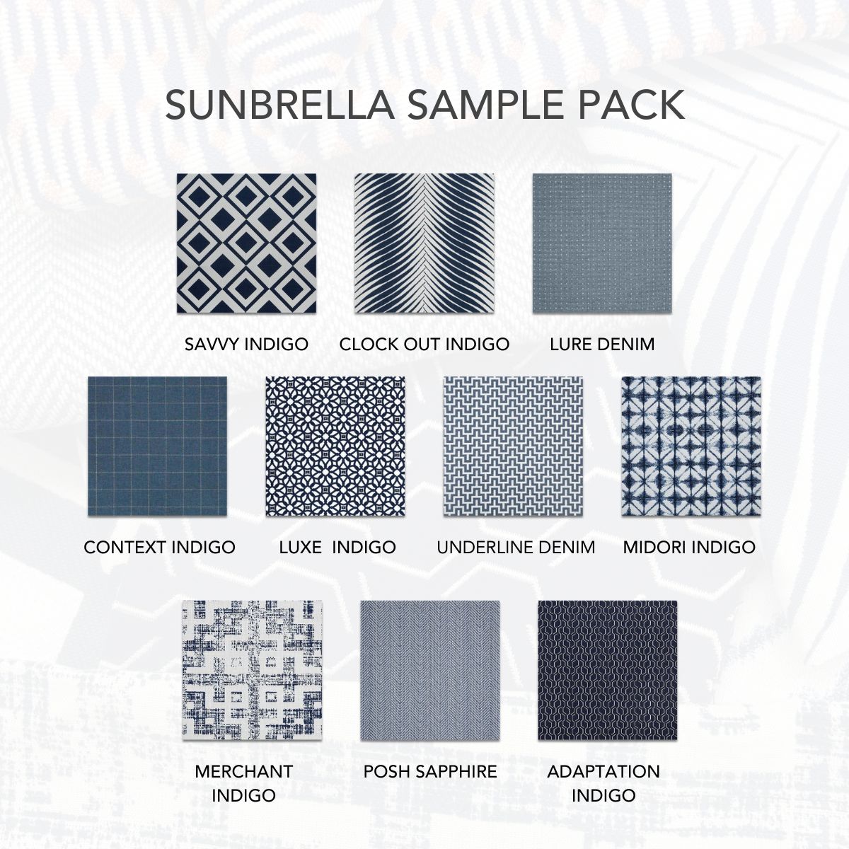 Sunbrella Sample Pack - Blue / Navy Patterns