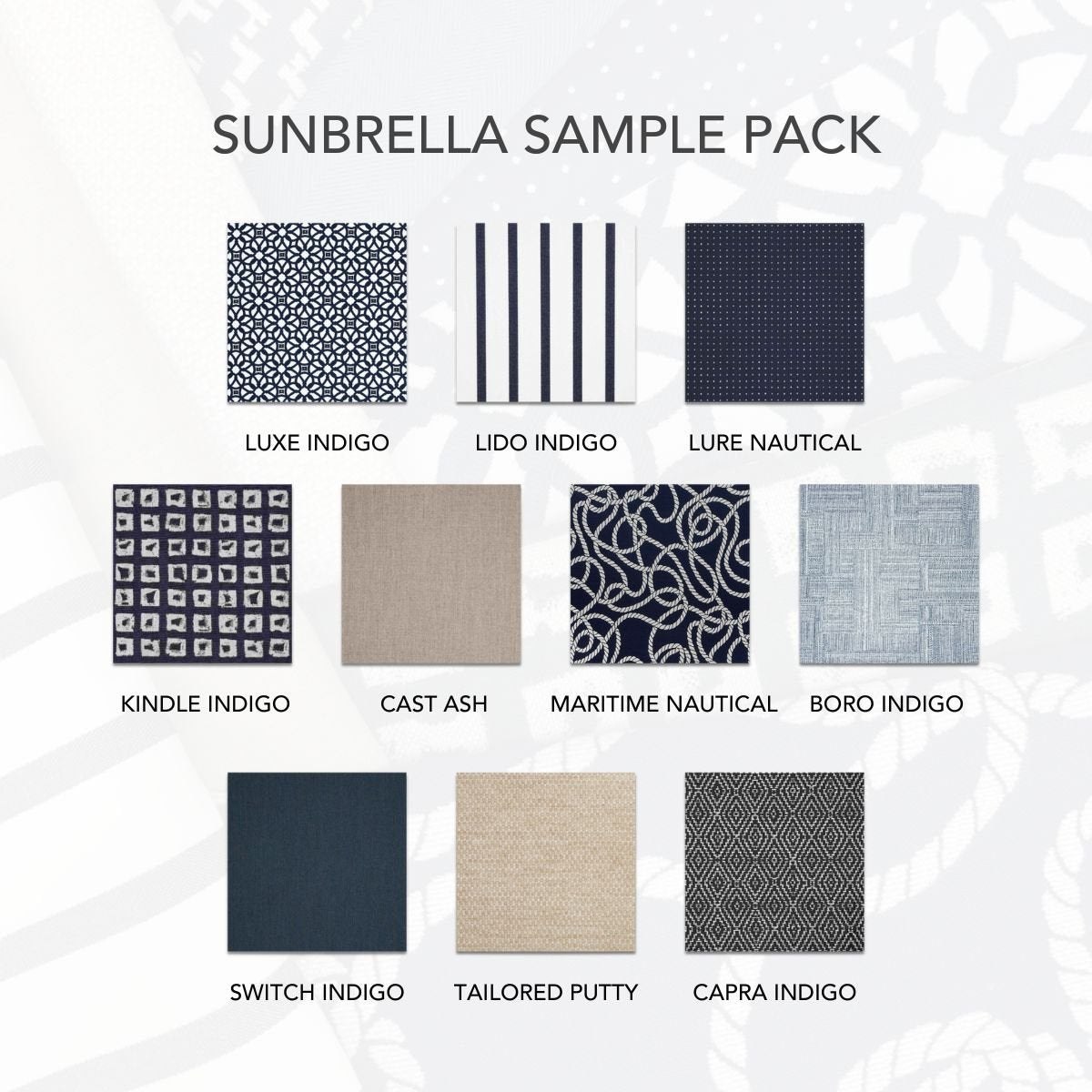Maritime Dreaming Sunbrella Sample Pack Swatches